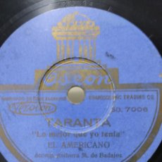 Discos de pizarra: DISCO DE PIZARRA EL AMERICANO TARANTA Y SEGUIDILLAS