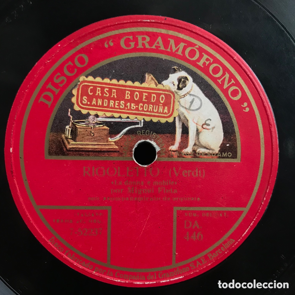 Discos de pizarra: Miguel Fleta - E Lucevan Le Stelle / La Donna E Mobile - Foto 2