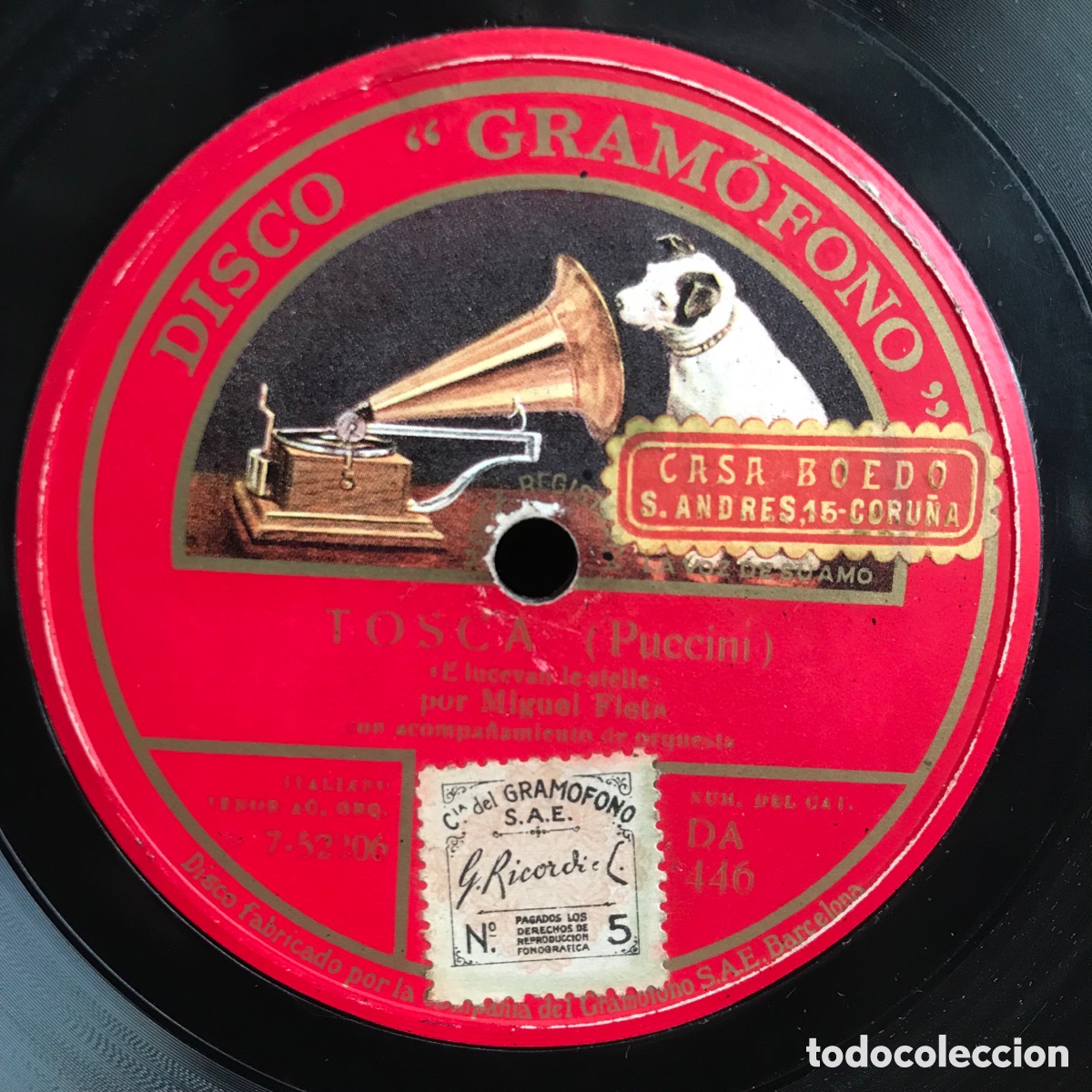 Discos de pizarra: Miguel Fleta - E Lucevan Le Stelle / La Donna E Mobile - Foto 1