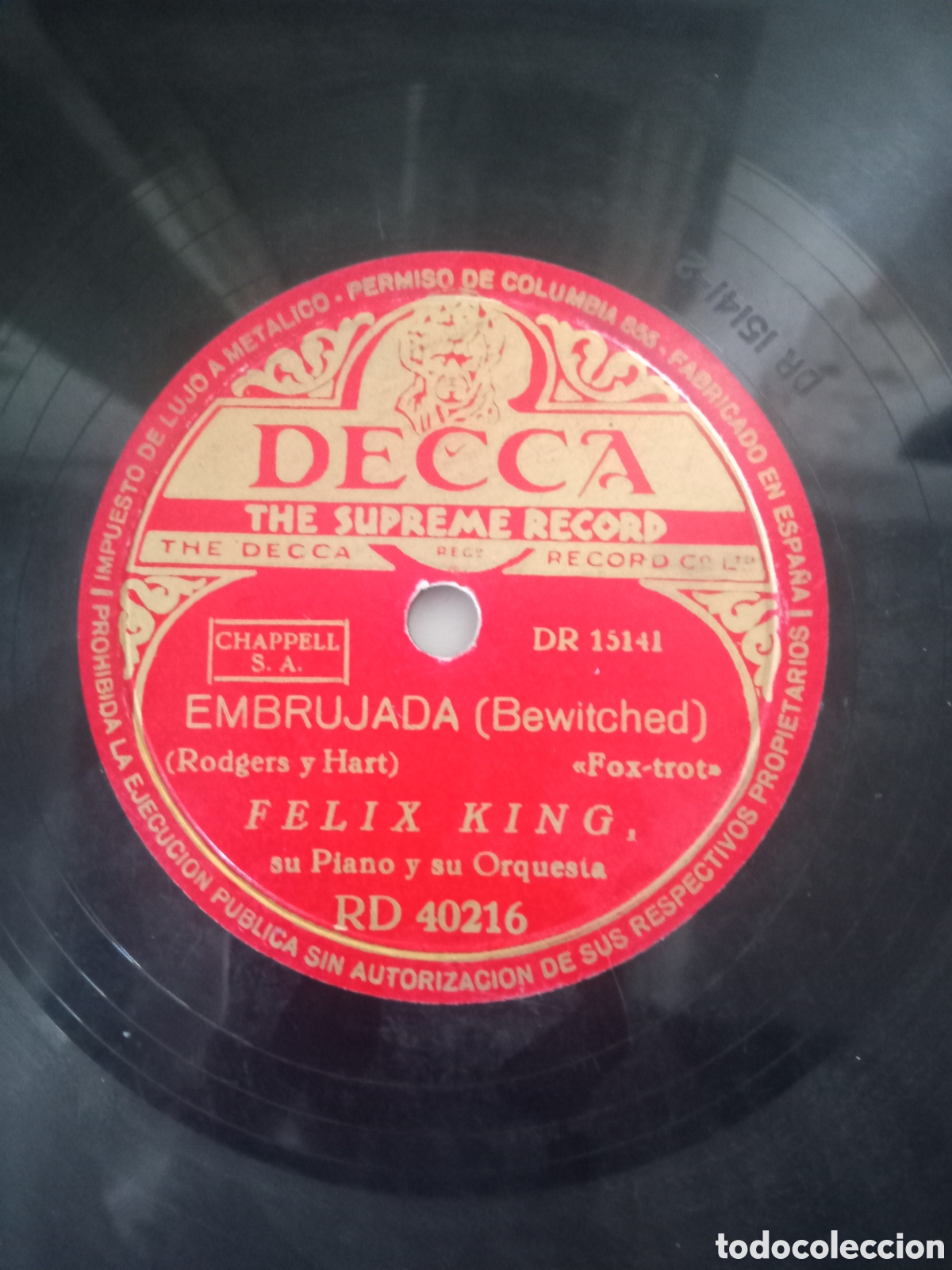 Discos de pizarra: Disco pizarra Decca F&eacute;lix King 40216 - Foto 2