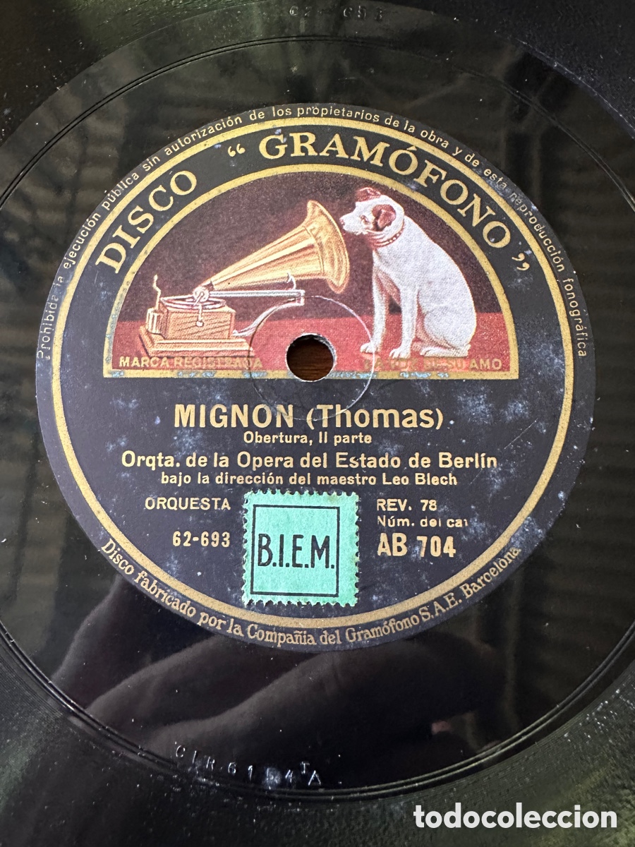 Discos de pizarra: MIGNON ( THOM&Aacute;S ) OBERTURA PARTE I Y II OPERA DEL ESTADO DE BERLIN - Foto 3