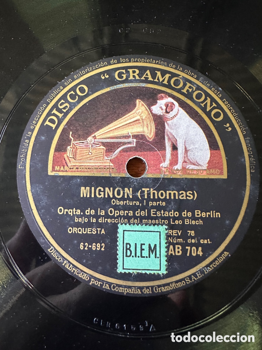 Discos de pizarra: MIGNON ( THOM&Aacute;S ) OBERTURA PARTE I Y II OPERA DEL ESTADO DE BERLIN - Foto 1