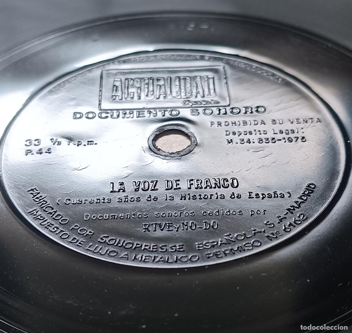 Discos de pizarra: Disco flexible a&ntilde;o 1975 LA VOZ DE FRANCO - Foto 2