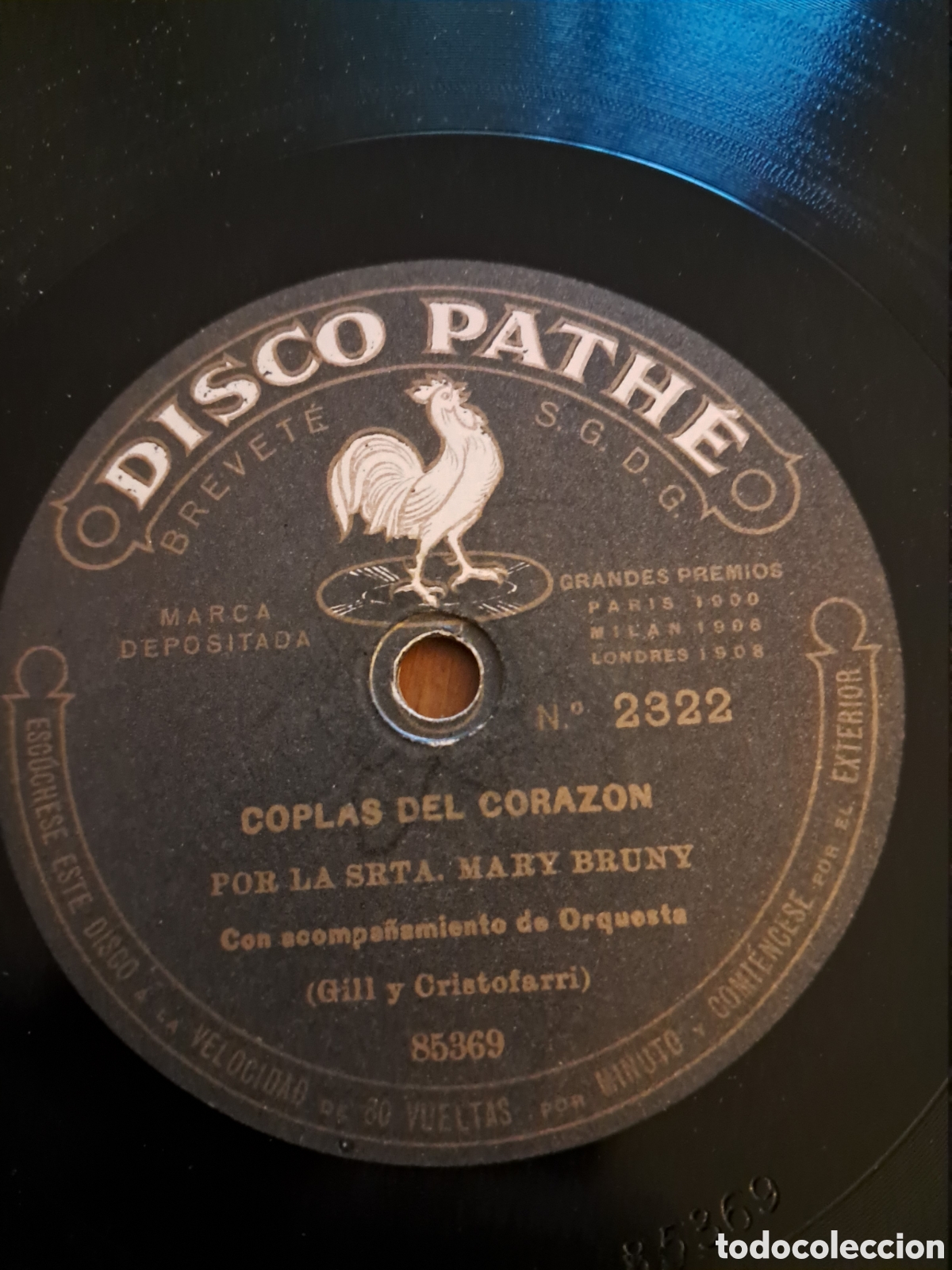 Discos de pizarra: Mary Bruny &rdquo;la chulona&rdquo; couplet disco pathe - Foto 3