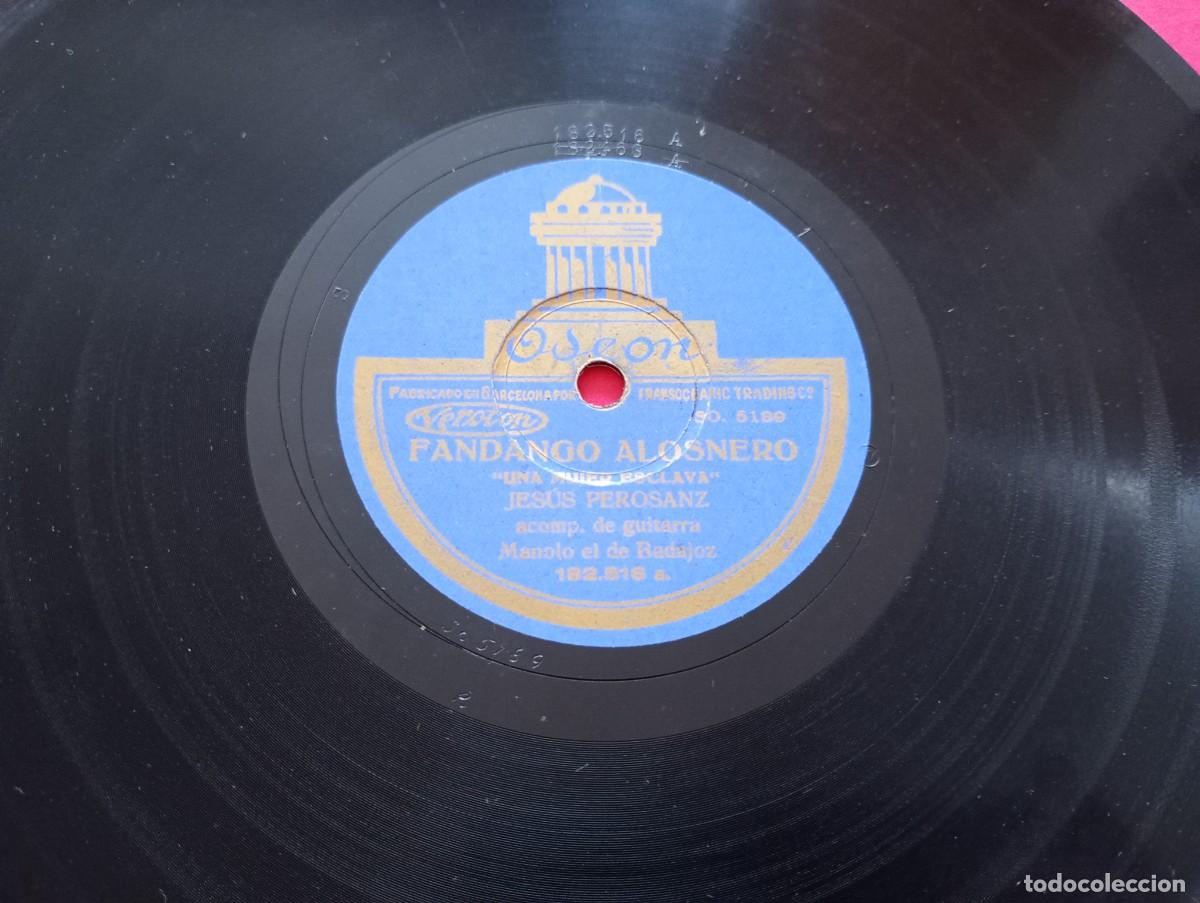 Discos de pizarra: DISCO DE PIZARRA. JES&Uacute;S PEROSANZ. FANDANGO ALOSNERO / SEGUIDILLAS GITANAS. ODEON - Foto 2