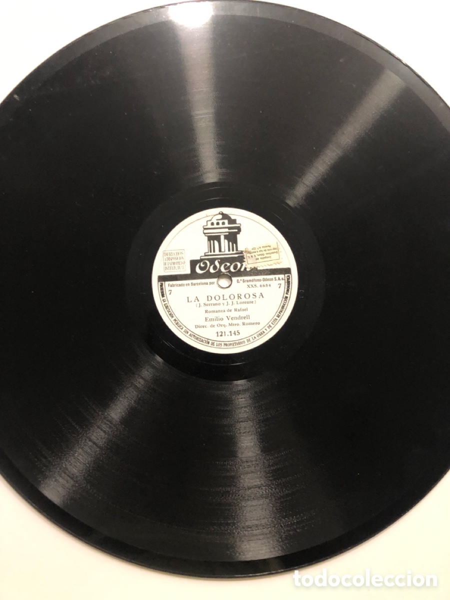 Discos de pizarra: Disco de pizarra odeon emilio vendrell y cora Raga la dolorosa - Foto 2