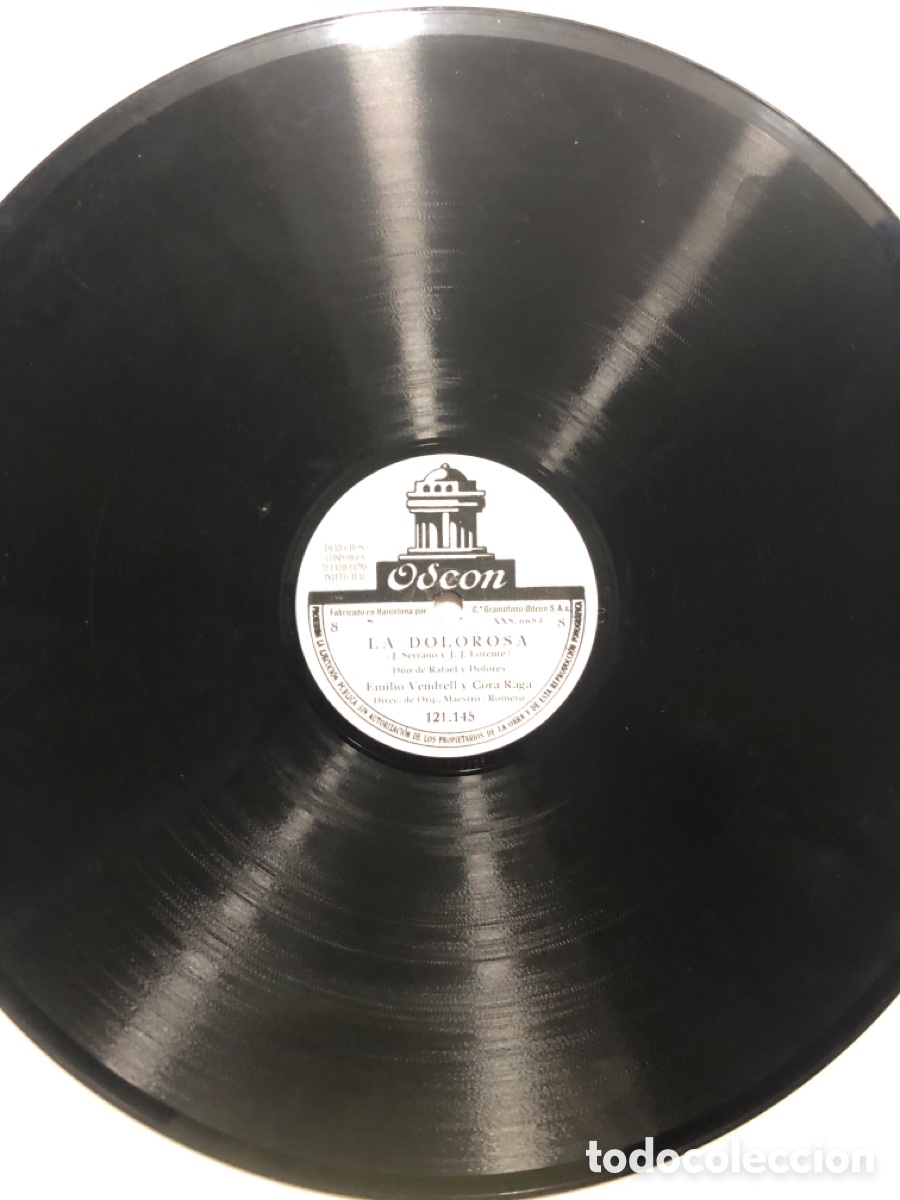 Discos de pizarra: Disco de pizarra odeon emilio vendrell y cora Raga la dolorosa - Foto 4