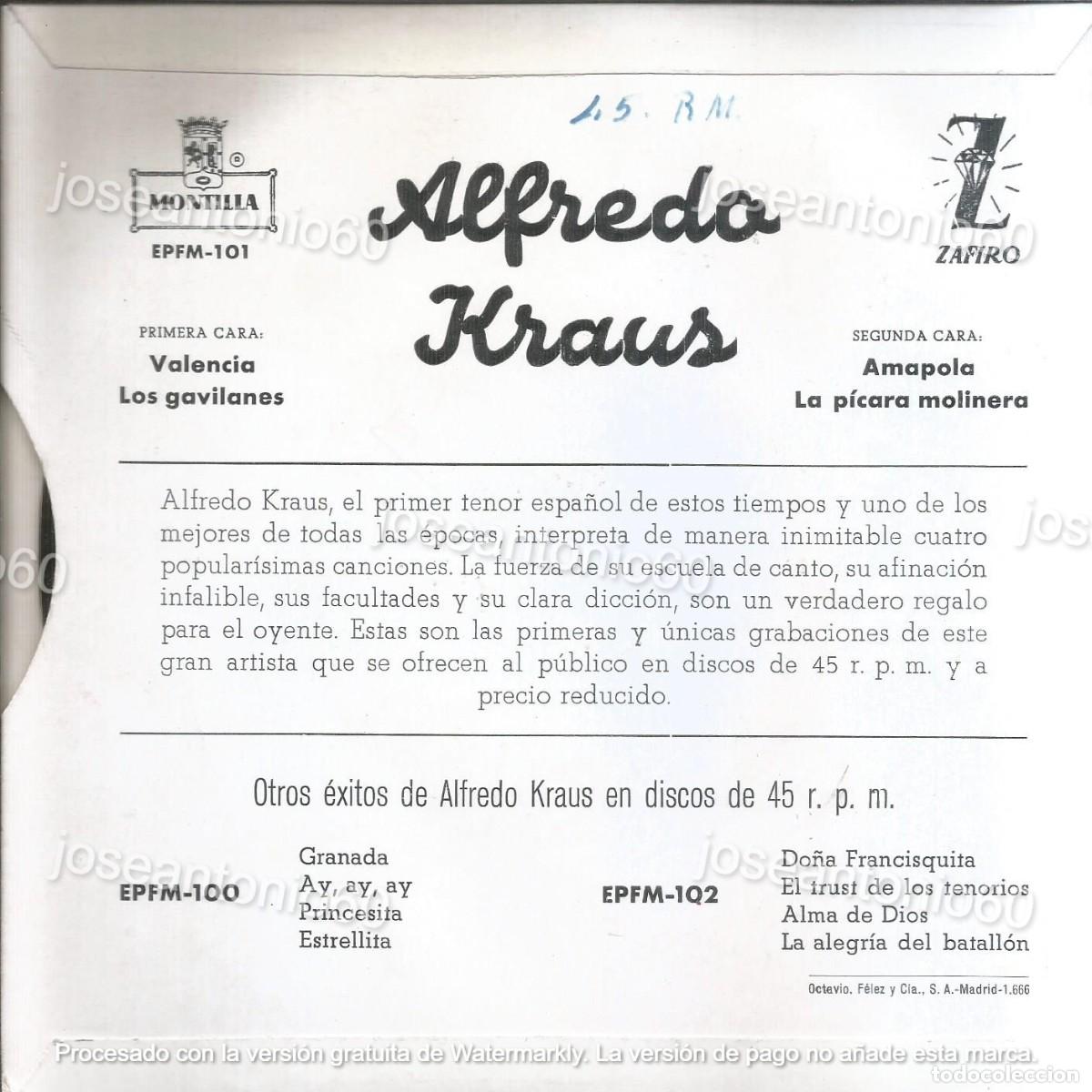 Discos de pizarra: Valencia. 1959. - Alfredo Kraus - Foto 2