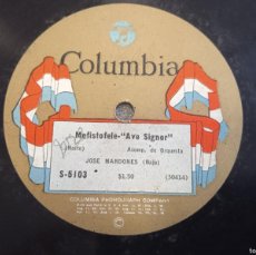 Discos de pizarra: BAJO JOSÉ MARDONES. ÓPERA. 12” 78 RPM. METISTOFELE/ ROBERTO IL DIAVOLO