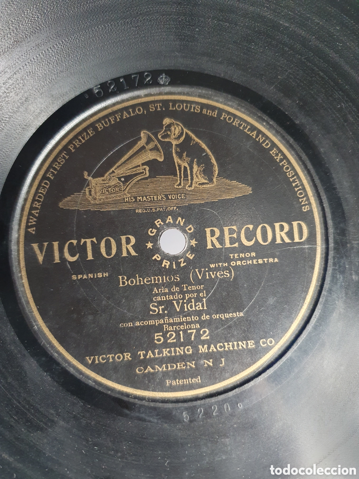 Discos de pizarra: &rdquo;BOHEMIOS&rdquo; de Amadeo Vives. 52172. VICTOR RECORD - Foto 1