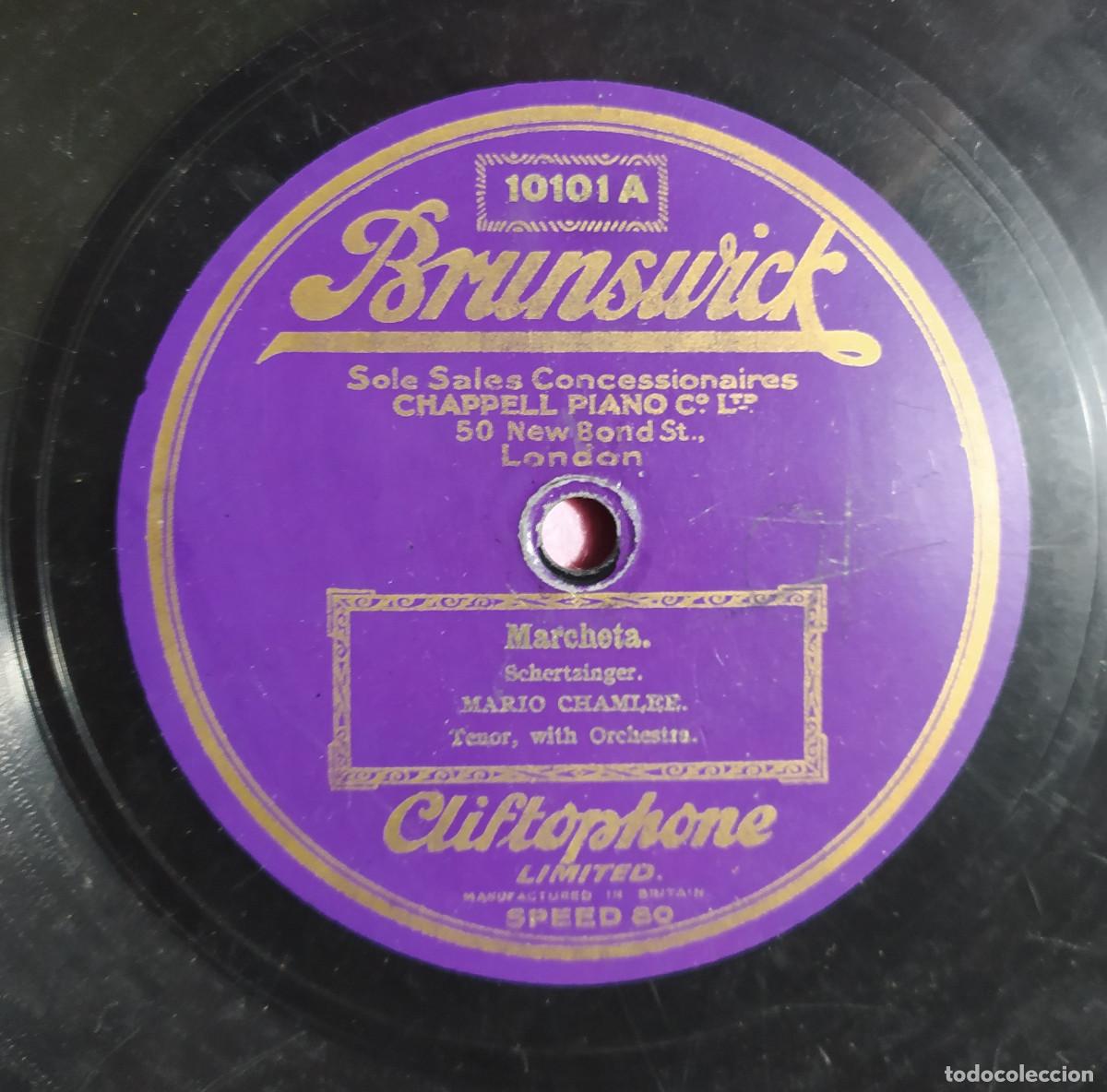 Discos de pizarra: 10&rdquo; MARIO CHAMLEE &ndash; Marcheta / Memory Lane - Brunswick 10101 (VG++) Pizarra - Foto 1