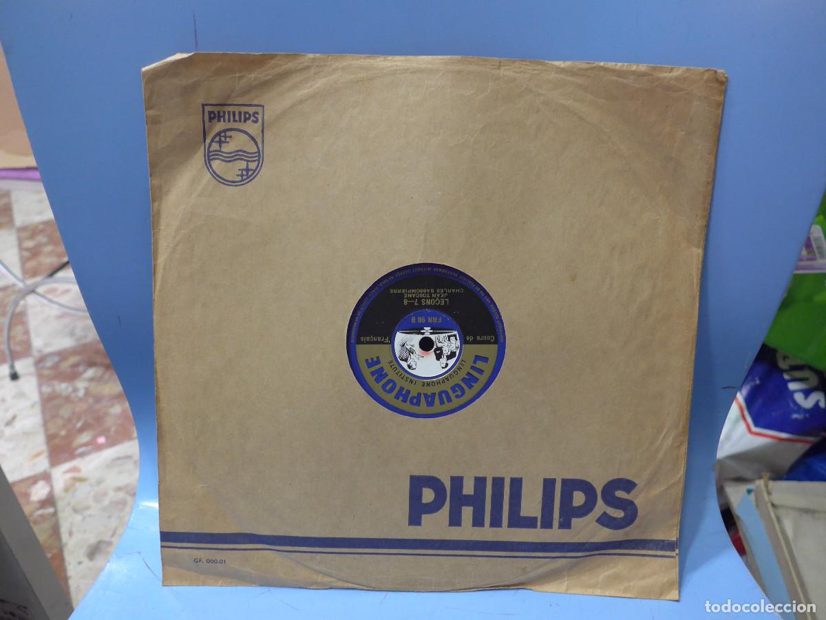 Discos de pizarra: CURSO DE FRANCES EN UN DISCO DE PIZARRA DE PHILIPS LINGUAPHONE - Foto 2