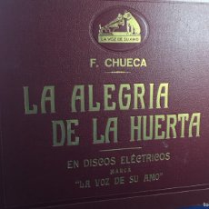Discos de pizarra: ÁLBUM COMPLETO LA ALEGRÍA DE LA HUERTA, ZARZUELA. F. CHUECA. LA VOZ DE SU AMO. DÉCADA 1930 GRAMÓFONO