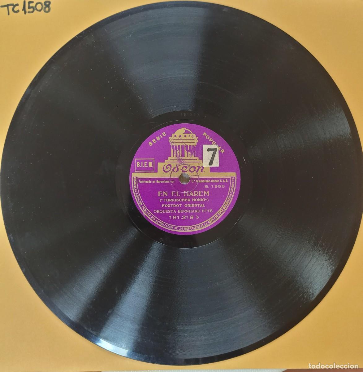 Discos de pizarra: DISCO 78 RPM - ODEON - ORQ. BERNHARD ETT&Eacute; - EN EL HAREM / CORCOVADO - Foto 1