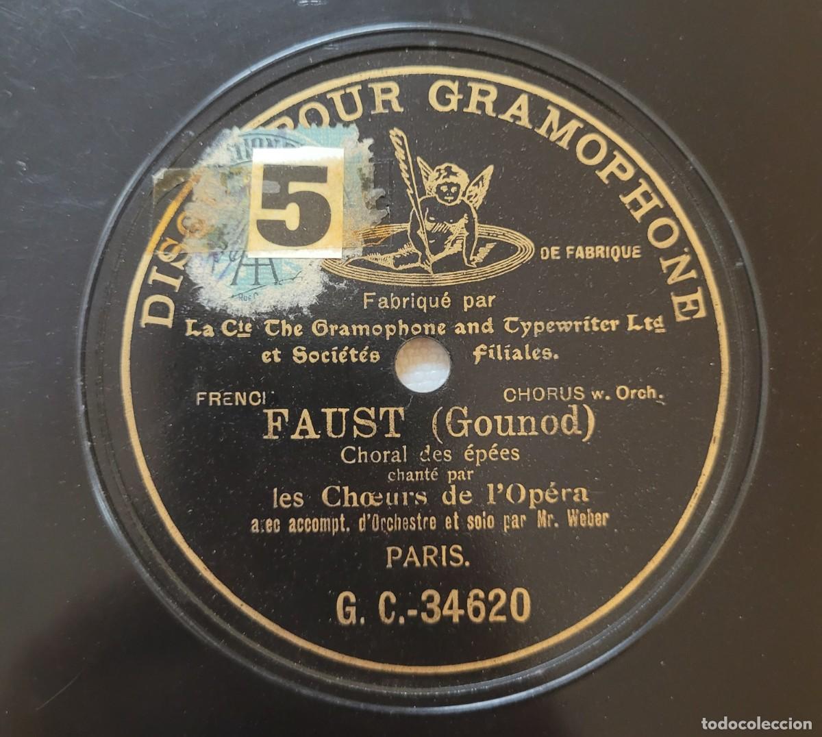 Discos de pizarra: DISCO 78 RPM - GRAMOPHONE - CHOEURS DE LOP&Eacute;RA - FAUST - GRAM&Oacute;FONO - Foto 3