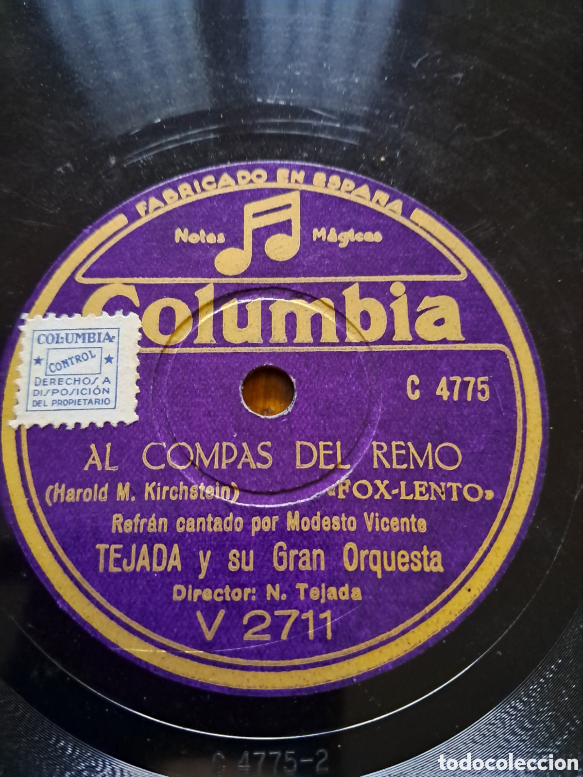 Discos de pizarra: Tejada y su Gran Orquesta - Al Compas del Remo / Empezad La Beguine - Foto 3
