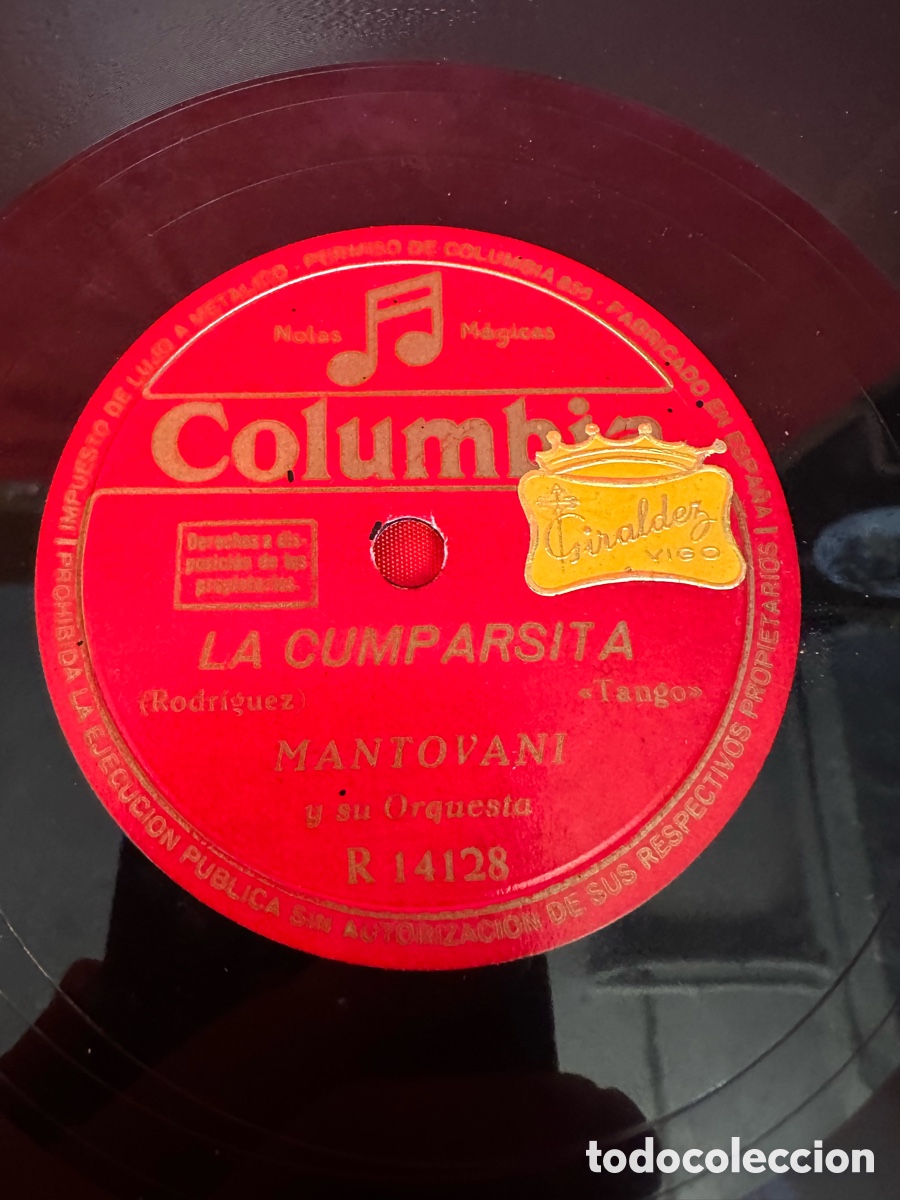 Discos de pizarra: CELOS - LA CUMPARSITA - MANTOVANI Y SU ORQUESTA - Foto 1