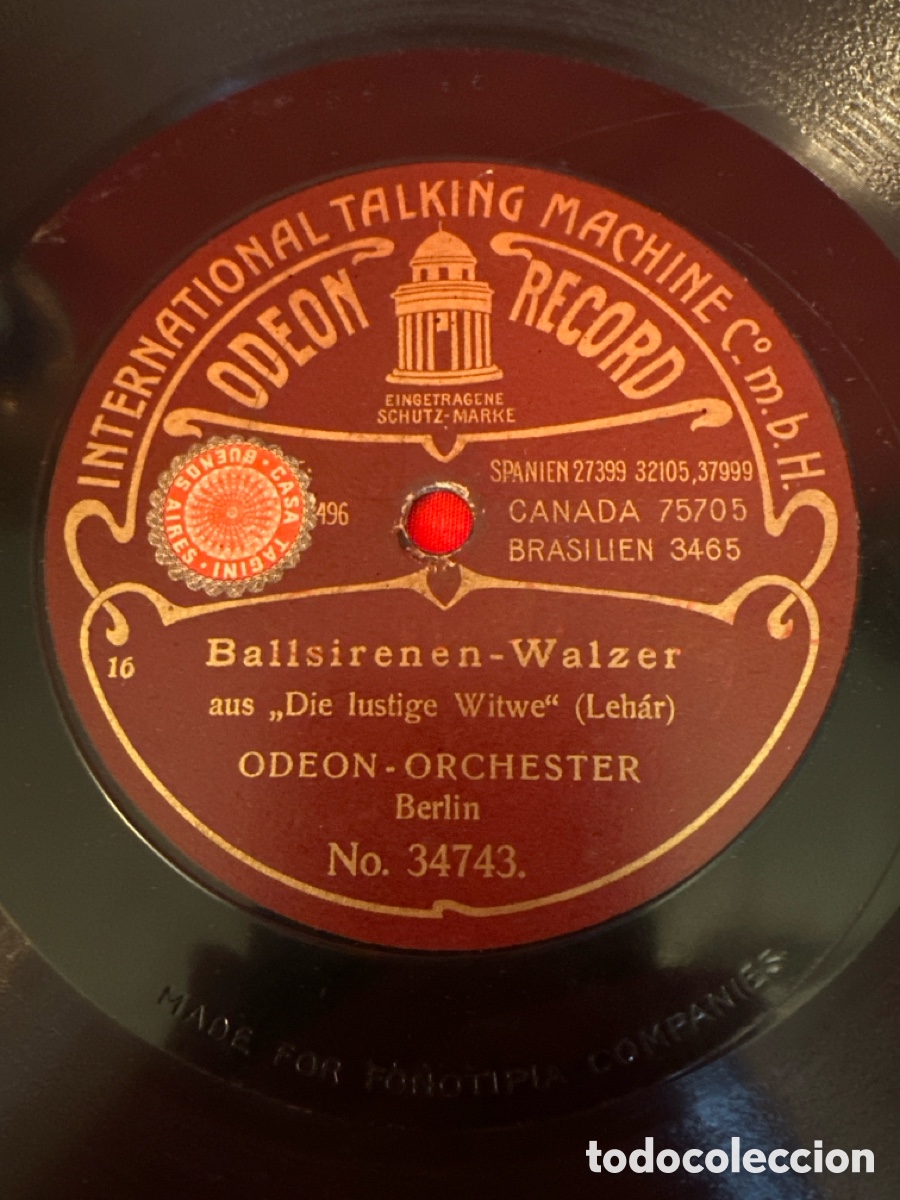 Discos de pizarra: WALZER - INTERMEZZO / BALLSIRENEN - ODEON ORCHESTER - Foto 1
