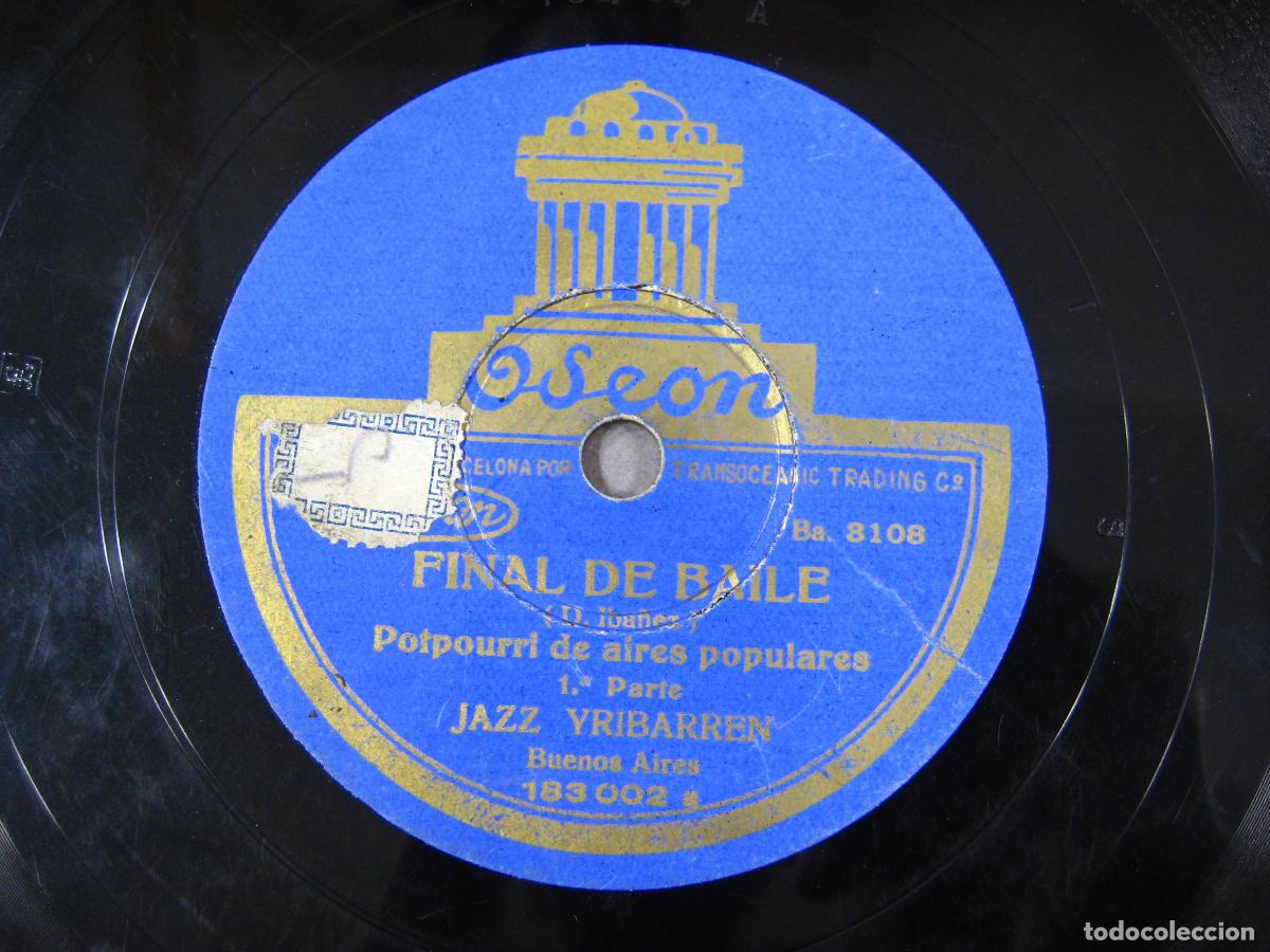 Discos de pizarra: DISCO DE GRAM&Oacute;FONO. FINAL DE BAILE. POTPOURRI DE BAILES POPULARES. ODEON - Foto 2