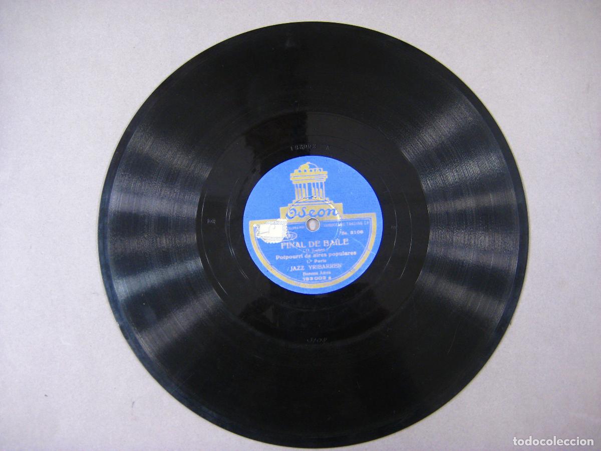 Discos de pizarra: DISCO DE GRAM&Oacute;FONO. FINAL DE BAILE. POTPOURRI DE BAILES POPULARES. ODEON - Foto 1