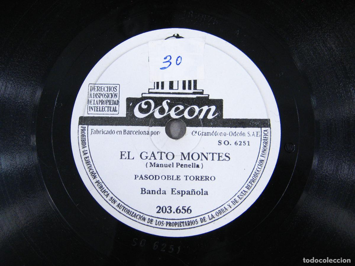 Discos de pizarra: DISCO DE GRAM&Oacute;FONO. EL GATO MONT&Eacute;S. PERICON NACIONAL ARGENTINO. ODEON - Foto 2