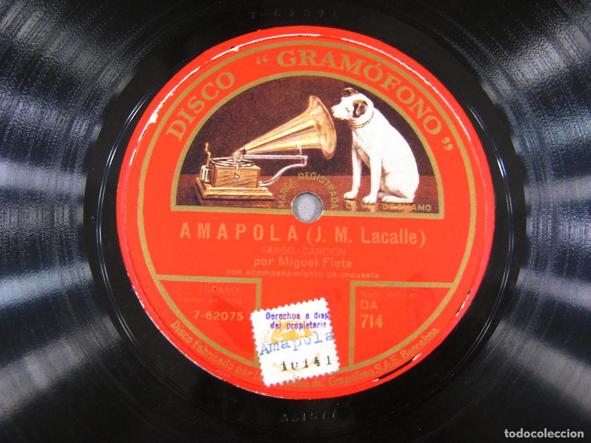 Discos de pizarra: DISCO DE GRAM&Oacute;FONO. AMAPOLA. BIMBA NON T&acute;AVVICINAR - Foto 4