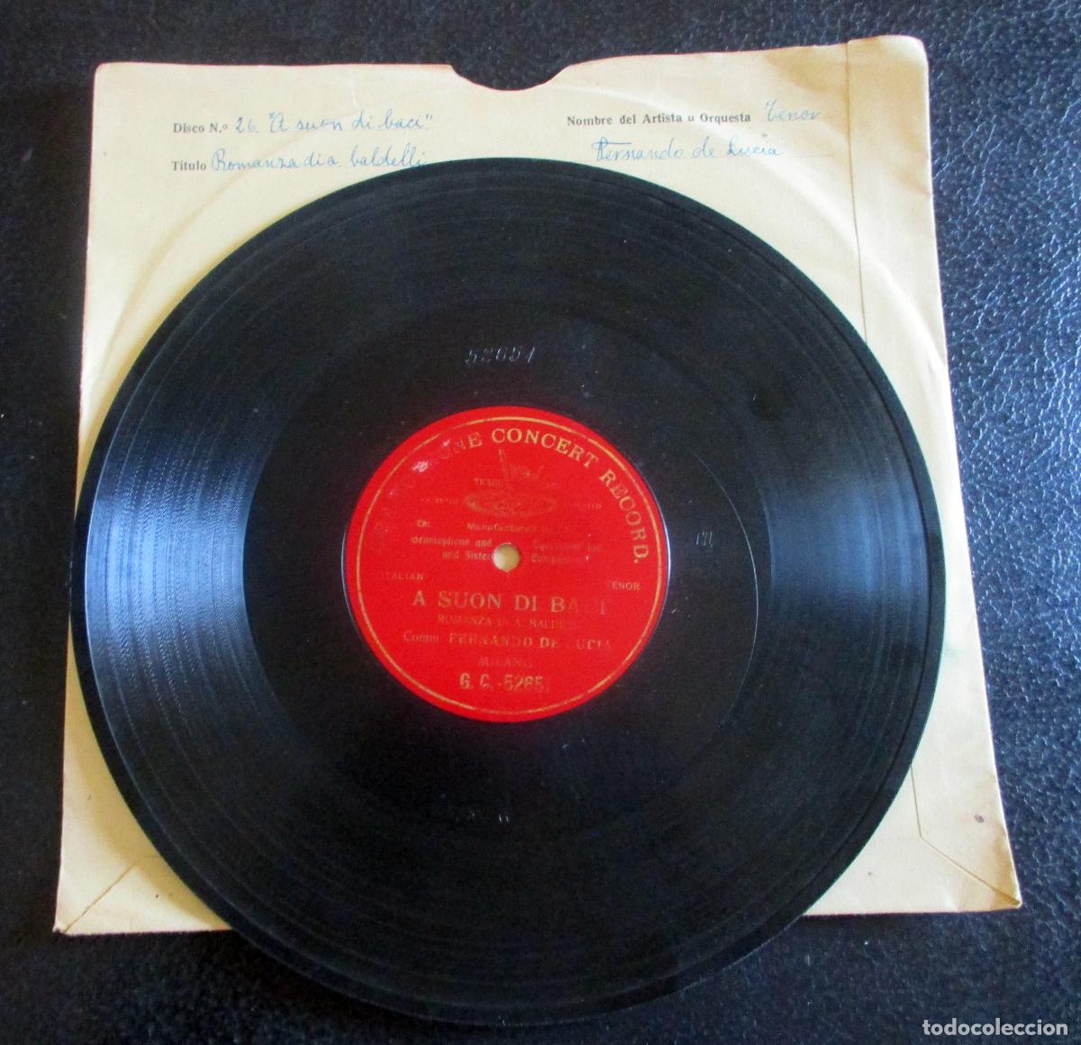 Discos de pizarra: FERNANDO DE LUCIA. A SUON DE BACI A. BALDELLI. G.C. 52651. MIL&Aacute;N. - Foto 2