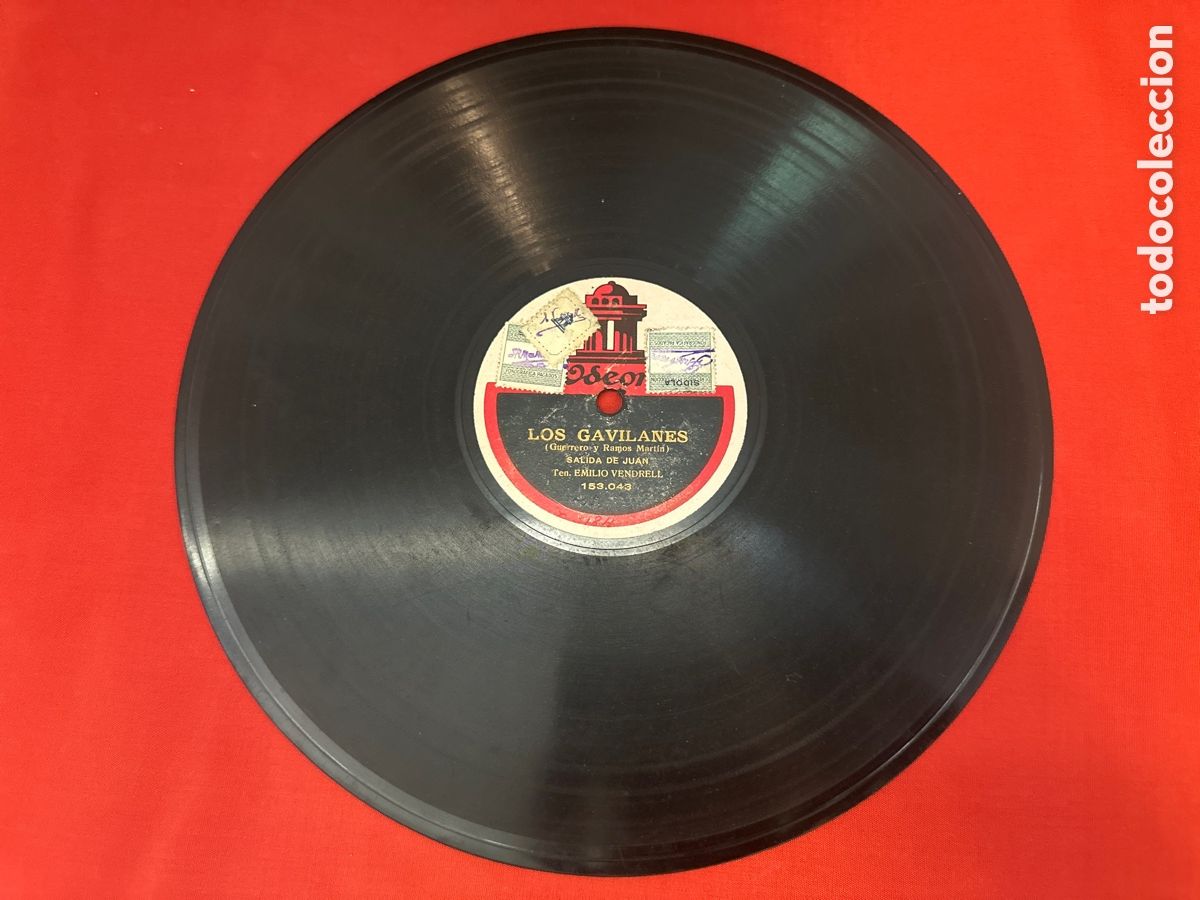 Discos de pizarra: LOS GAVILANES - SALUDA DE JUAN / LA ROSA - EMILIO VENDRELL - Foto 2