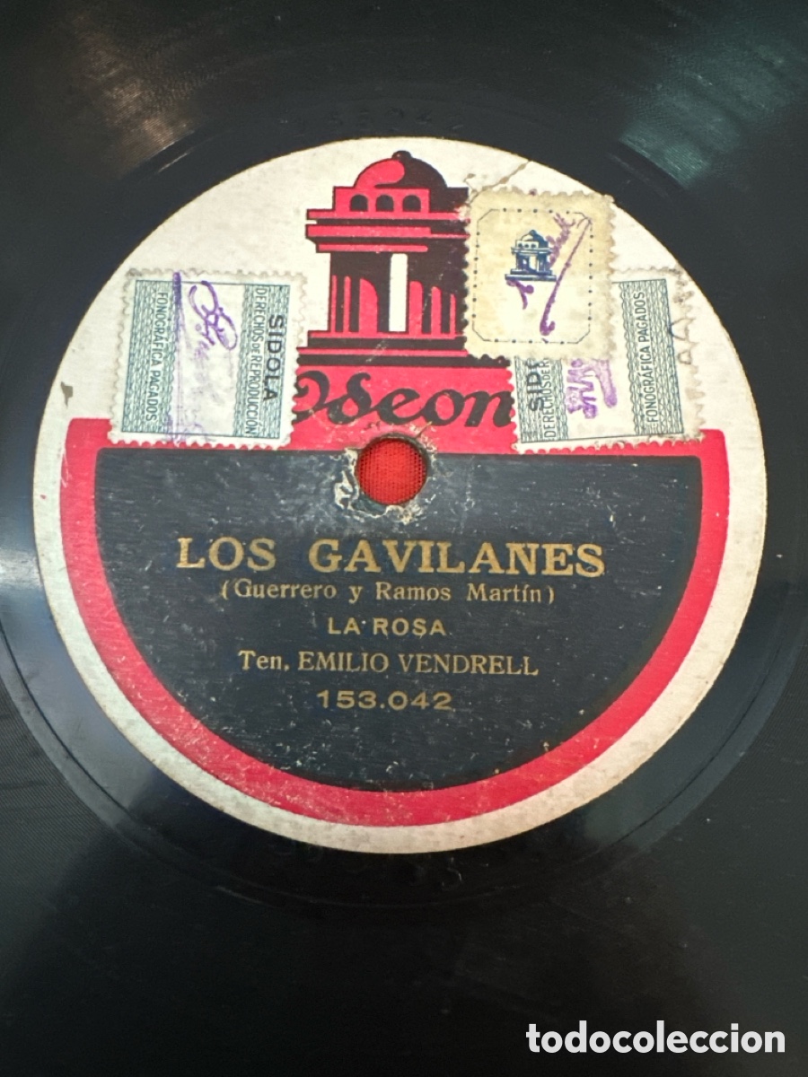 Discos de pizarra: LOS GAVILANES - SALUDA DE JUAN / LA ROSA - EMILIO VENDRELL - Foto 3
