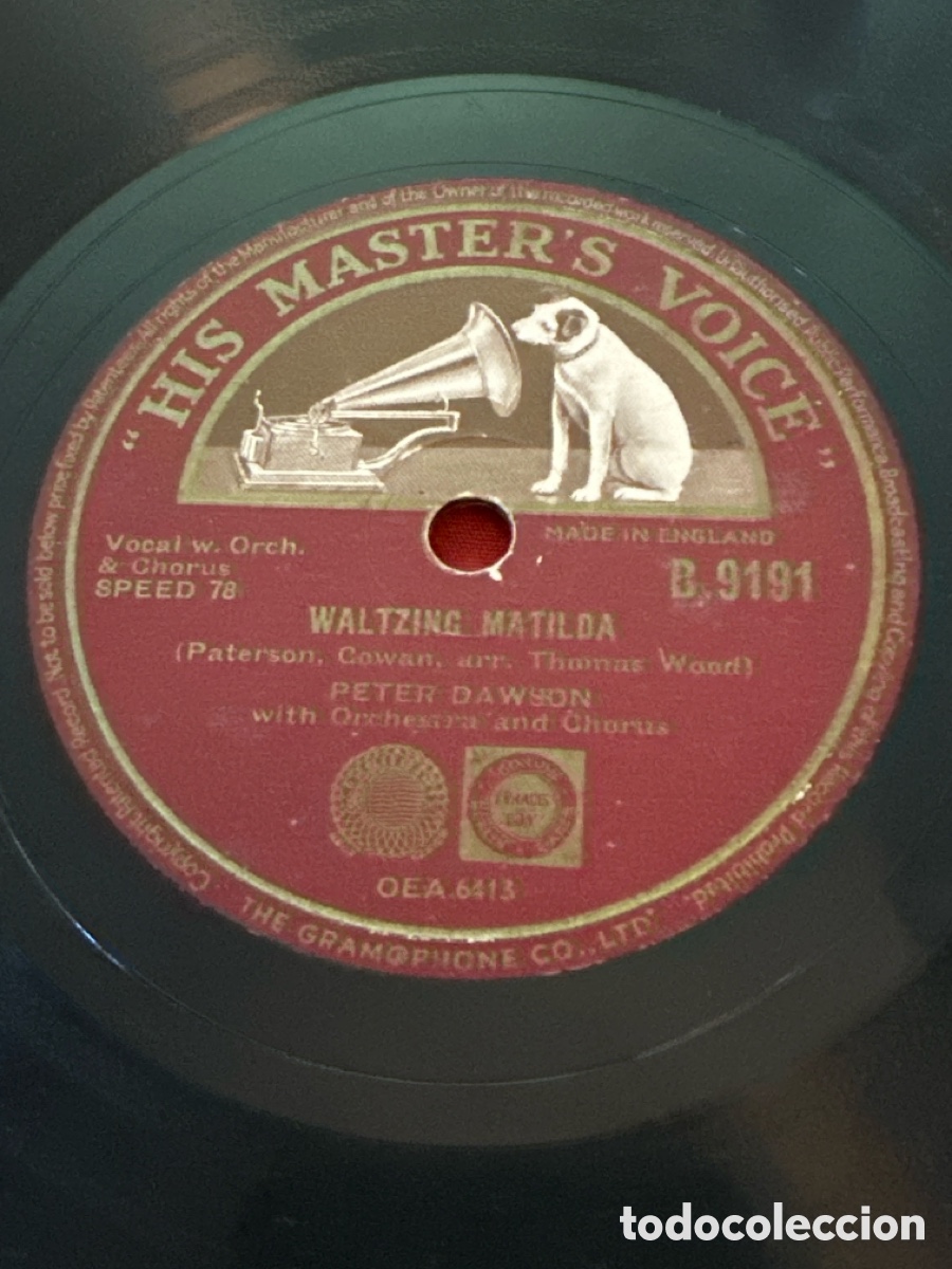Discos de pizarra: PETER DAWSON - WALTZING MATILDA / THE WINDING ROAD - Foto 3