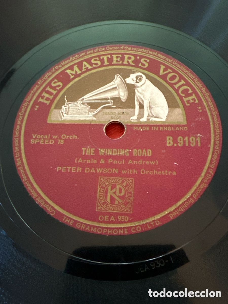 Discos de pizarra: PETER DAWSON - WALTZING MATILDA / THE WINDING ROAD - Foto 1