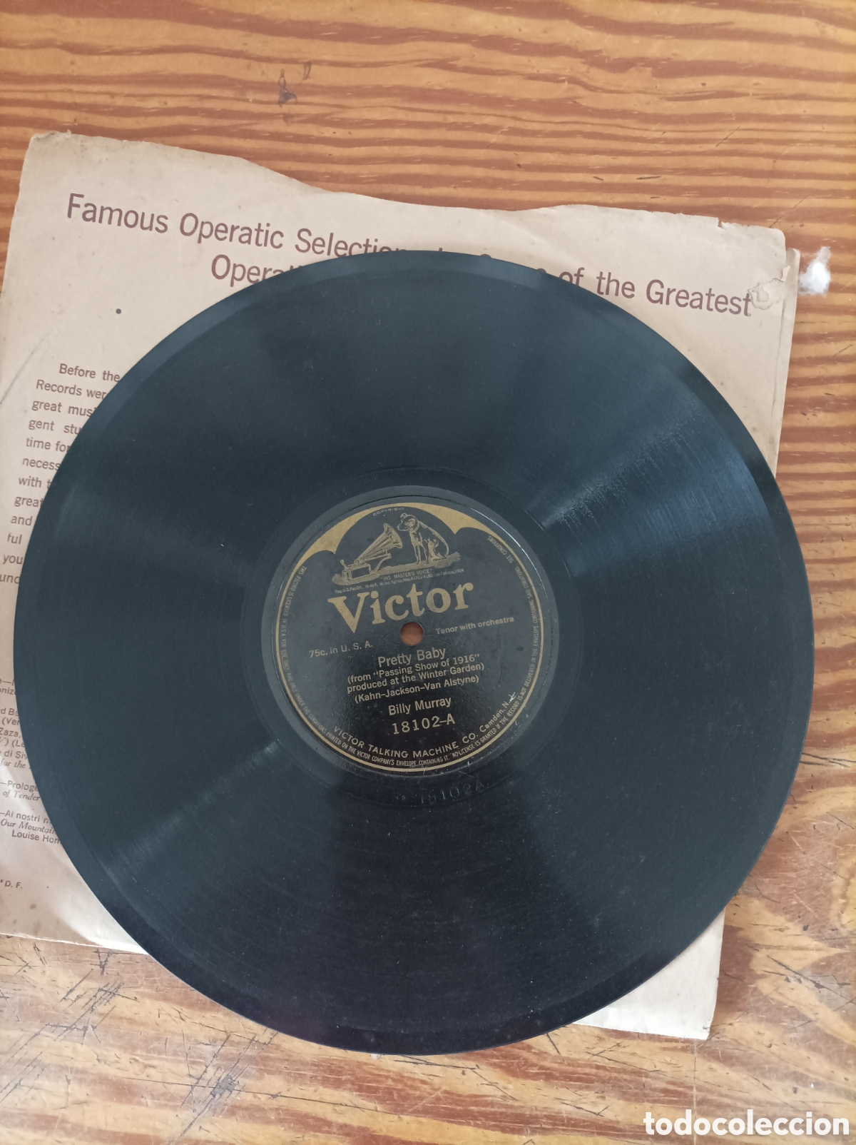 Discos de pizarra: Disco Piedra V&iacute;ctor. int&eacute;rprete Billy Murray - Foto 3
