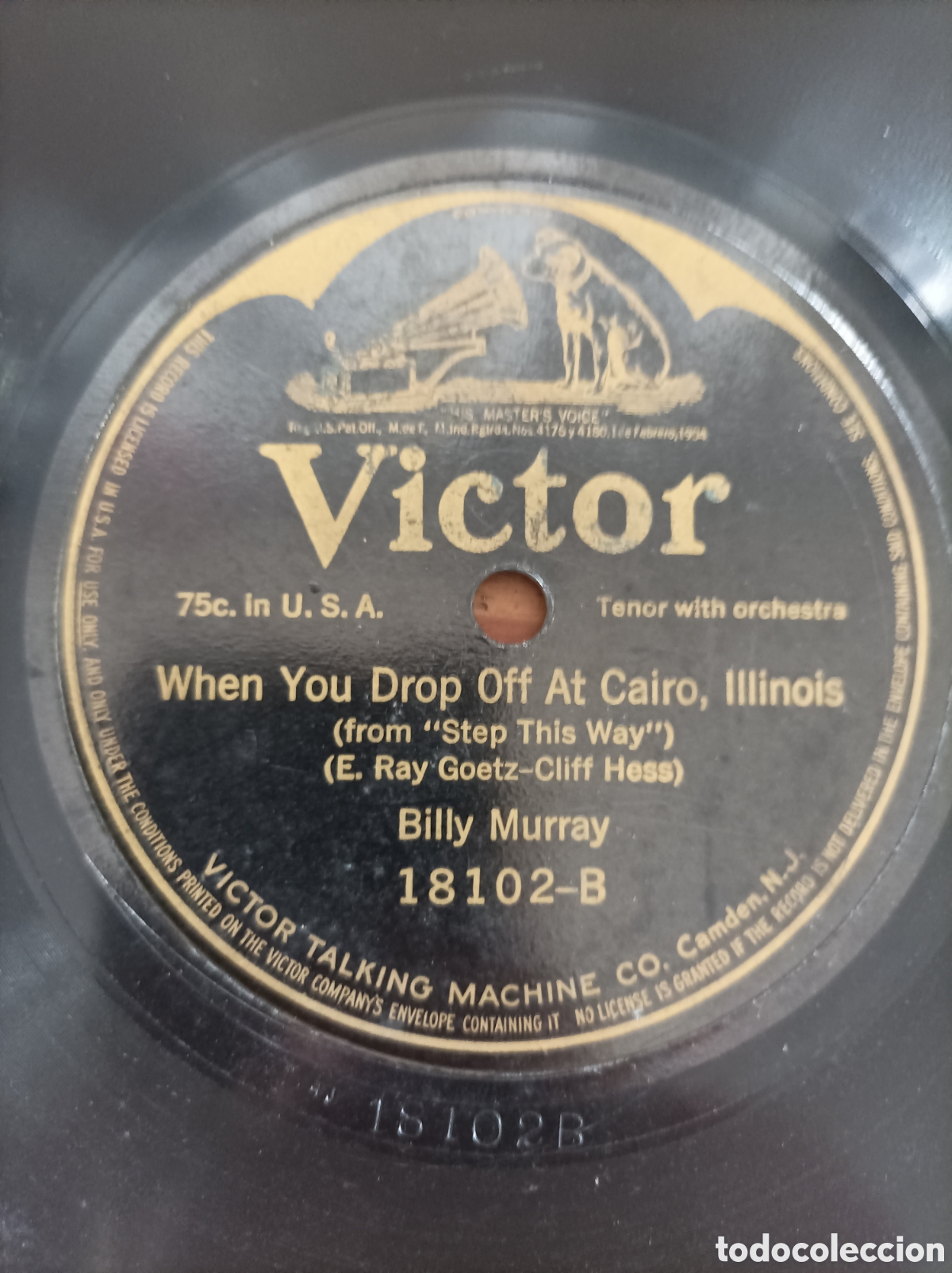 Discos de pizarra: Disco Piedra V&iacute;ctor. int&eacute;rprete Billy Murray - Foto 4