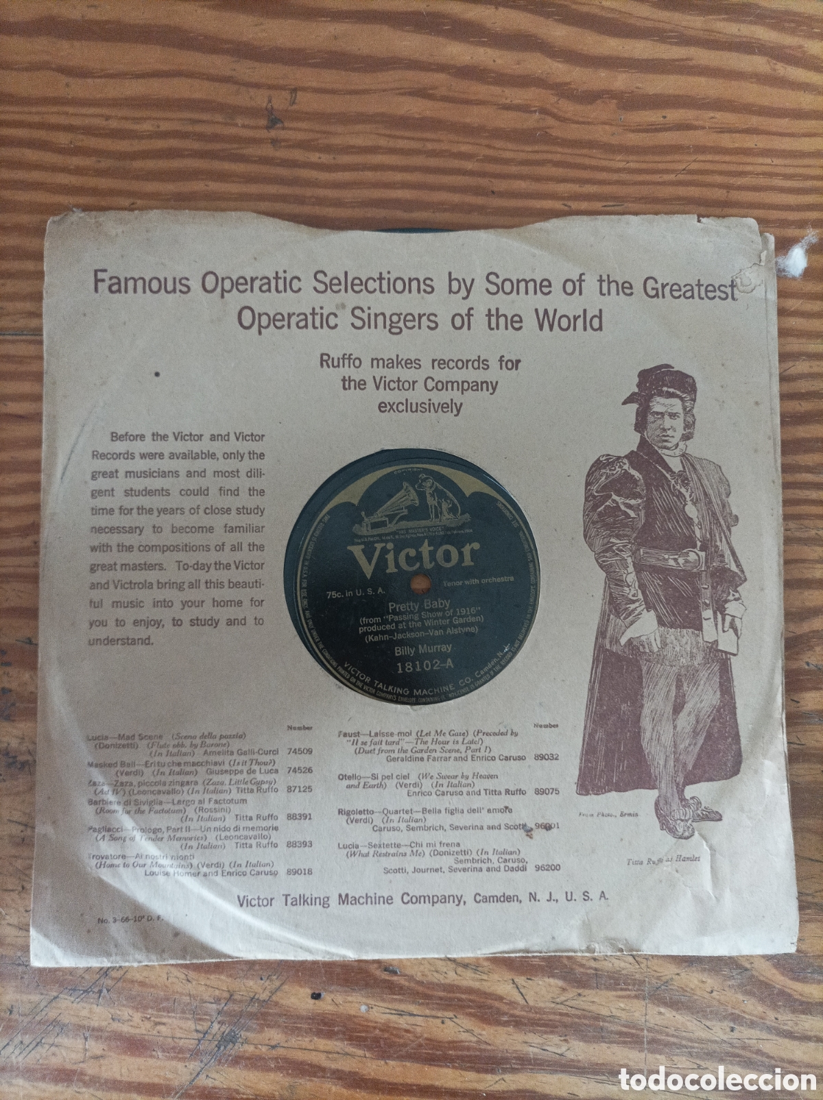 Discos de pizarra: Disco Piedra V&iacute;ctor. int&eacute;rprete Billy Murray - Foto 1