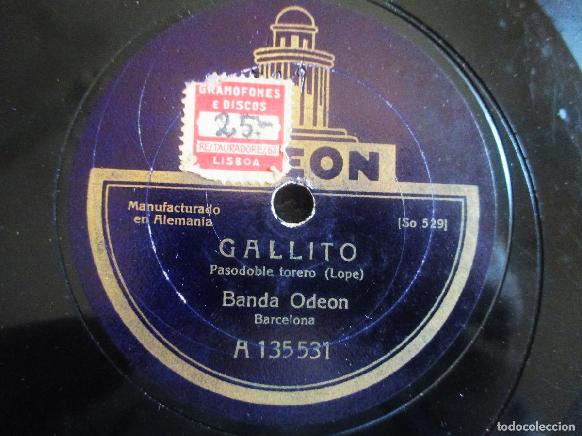 Discos de pizarra: BELMONTE / GALLITO. PASODOBLES. ORQUESTA ODEON. PIZARRA. - Foto 2