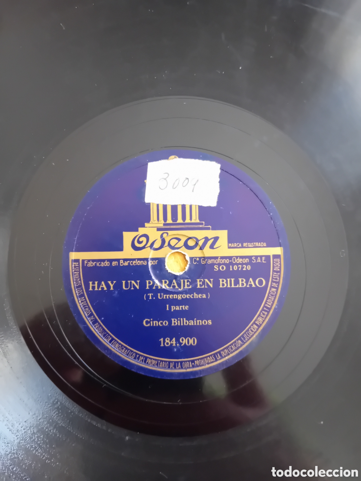 Discos de pizarra: CINCO BILBAINOS. HAY UN PARAJE EN BILBAO. ODEON - Foto 4