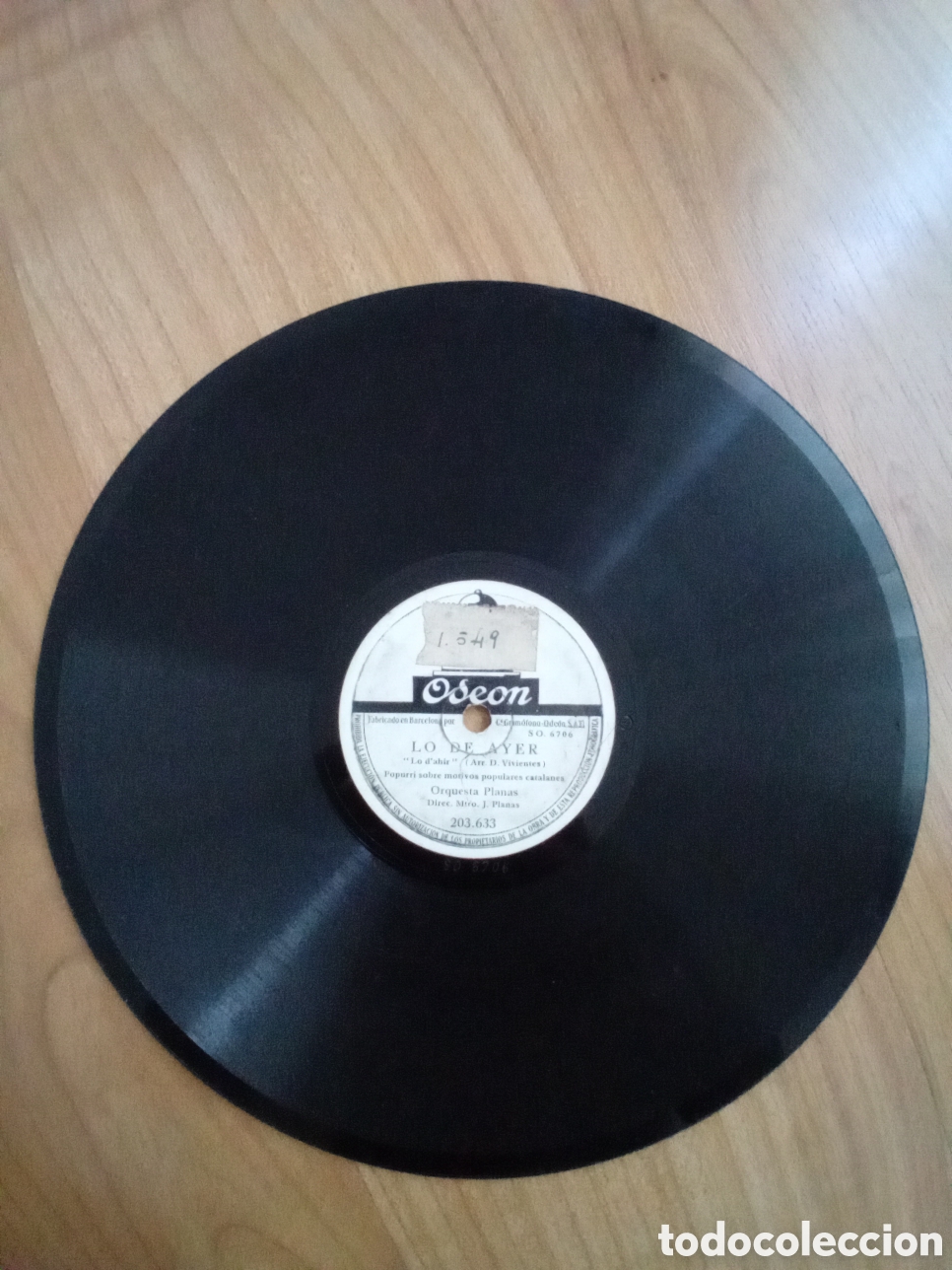 Discos de pizarra: ORQUESTA PLANAS. LO DE SIEMPRE. LO DE AYER. ODEON - Foto 1