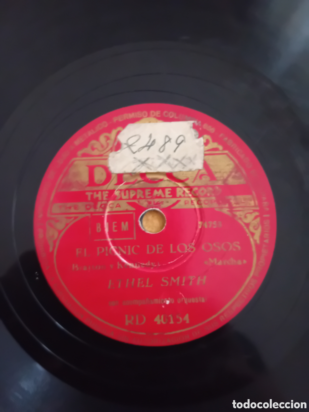 Discos de pizarra: ETHEL SMITH. EL PICNIC DE LOS OSOS. FIDDLE FADDLE. DECCA - Foto 4