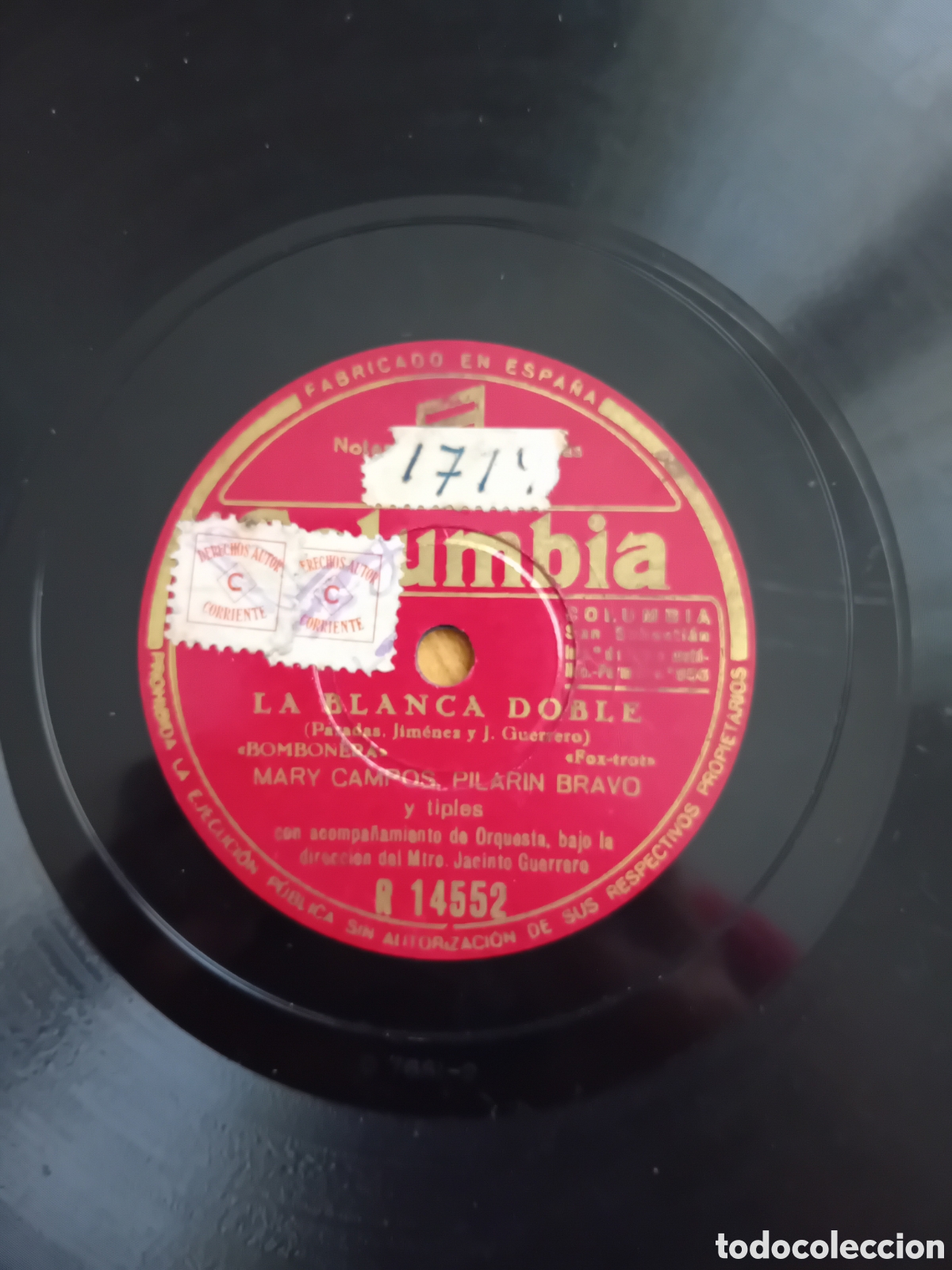 Discos de pizarra: CARMEN MARTIN. MANUEL CODESO. LA BLANCA DOBLE. COLUMBIA - Foto 2