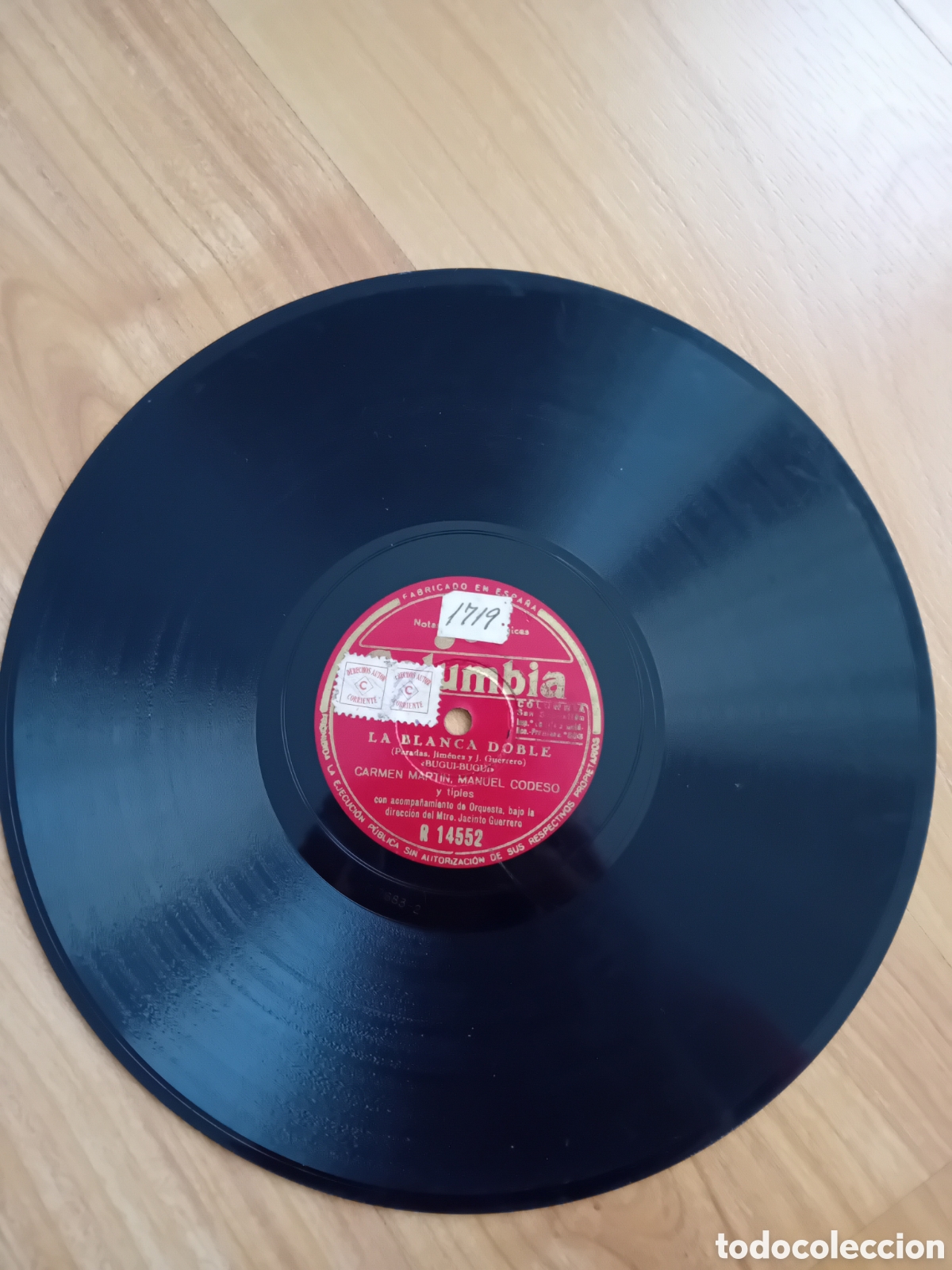 Discos de pizarra: CARMEN MARTIN. MANUEL CODESO. LA BLANCA DOBLE. COLUMBIA - Foto 3