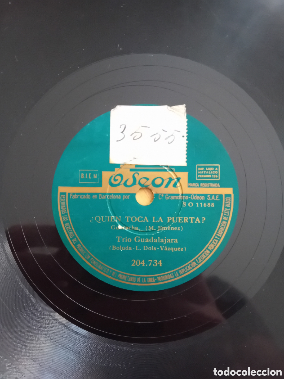 Discos de pizarra: TRIO GUADALAJARA. EL CHA CHA CHA. QUIEN TOCA LA PUERTA. ODEON - Foto 2