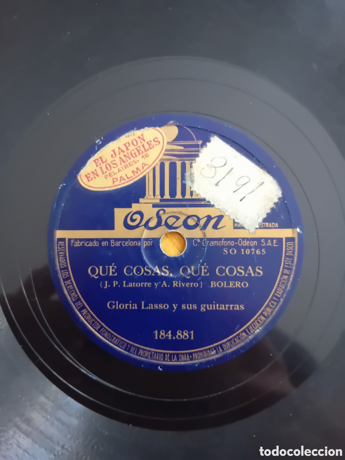 Discos de pizarra: INUTIL ES FINGIR. QUE COSAS. GLORIA LASSO. ODEON - Foto 2