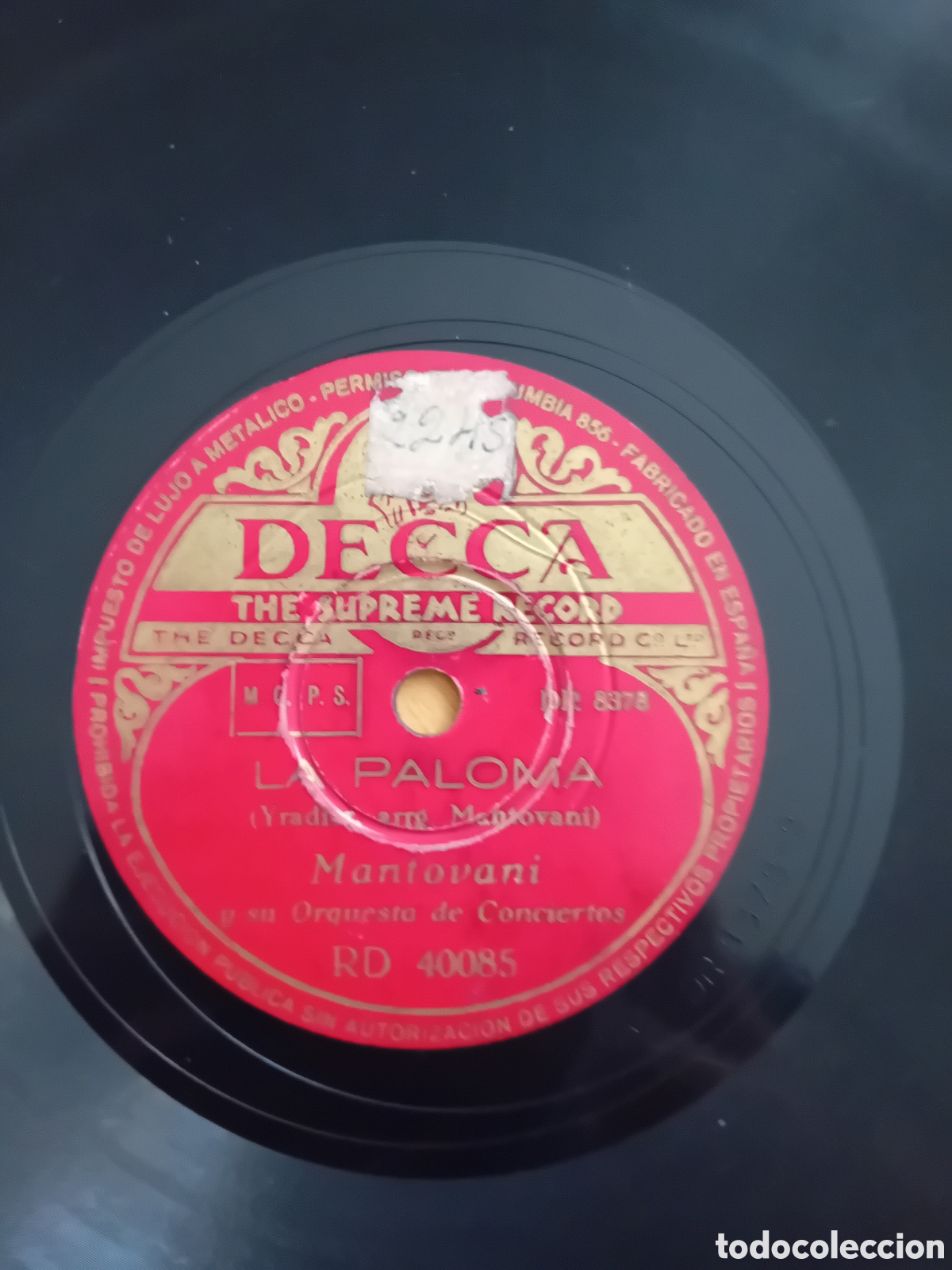 Discos de pizarra: BARCAROLA. LA PALOMA. MANTOVANI. DECCA - Foto 4