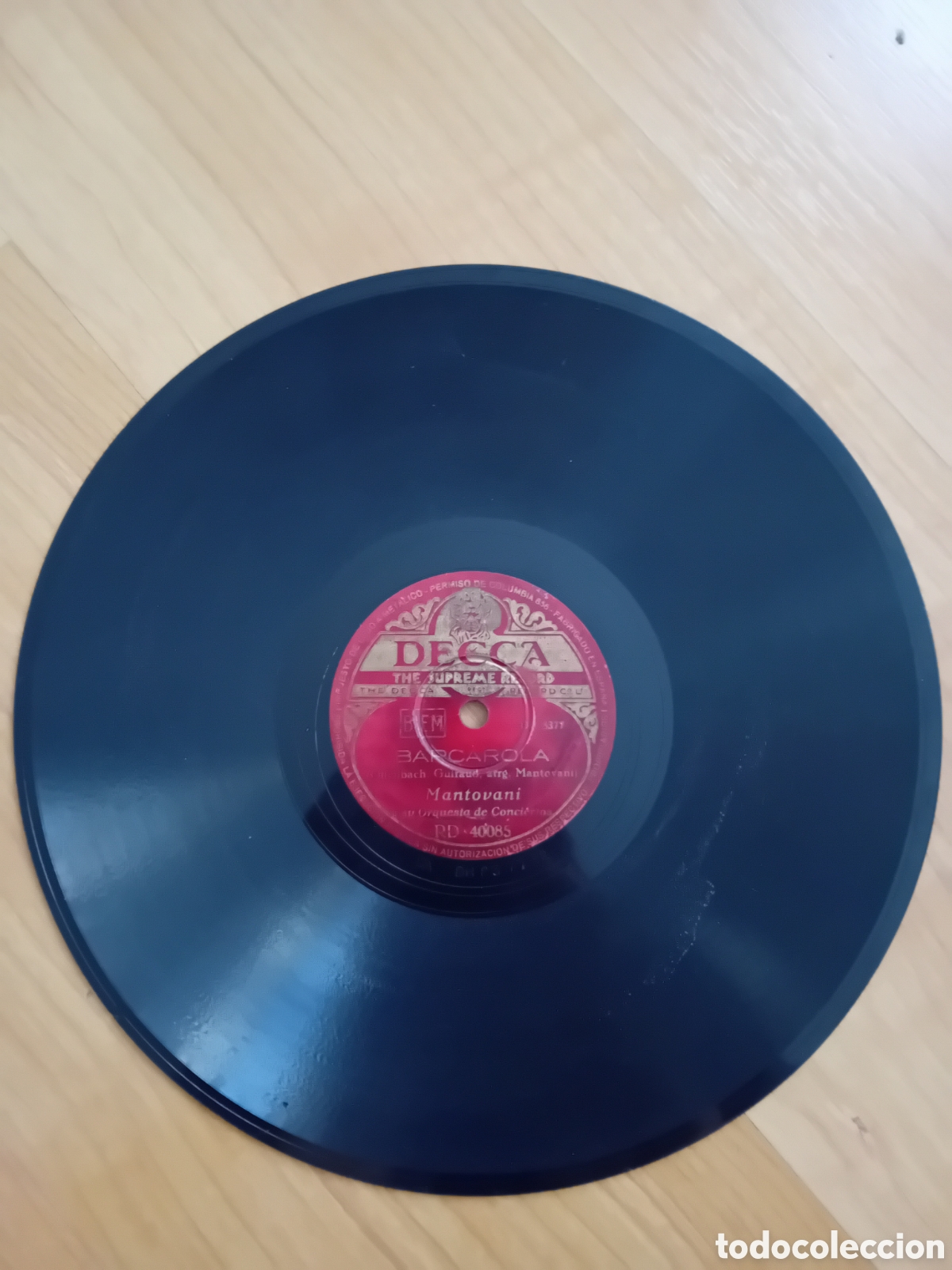 Discos de pizarra: BARCAROLA. LA PALOMA. MANTOVANI. DECCA - Foto 1