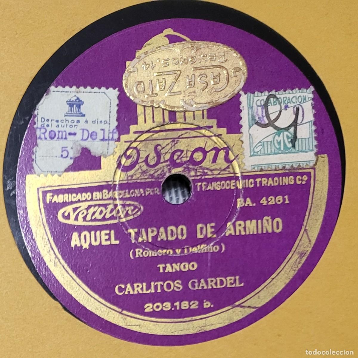 Discos de pizarra: Carlitos Gardel pizarra sello Odeon editado en Espa&ntilde;a... - Foto 2