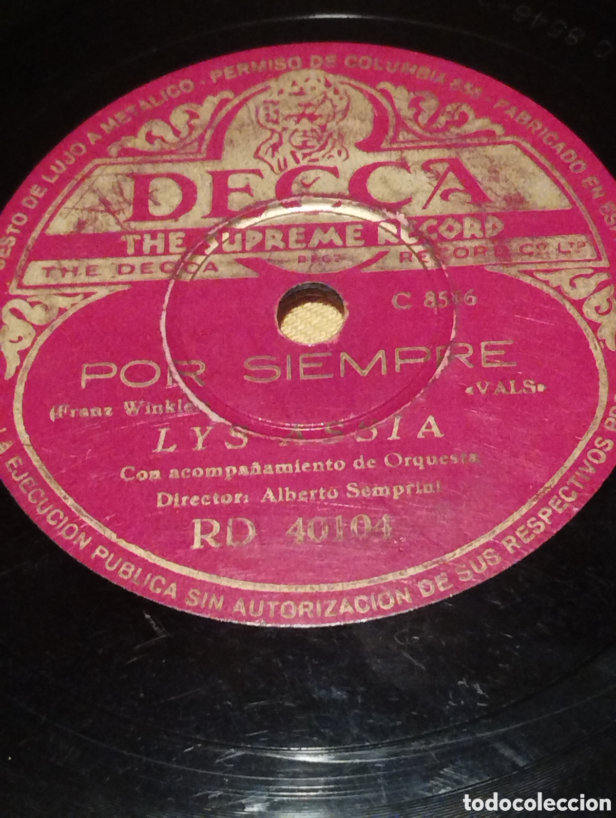 Discos de pizarra: Verdes Luna orquesta Alberto Samprini - Foto 2