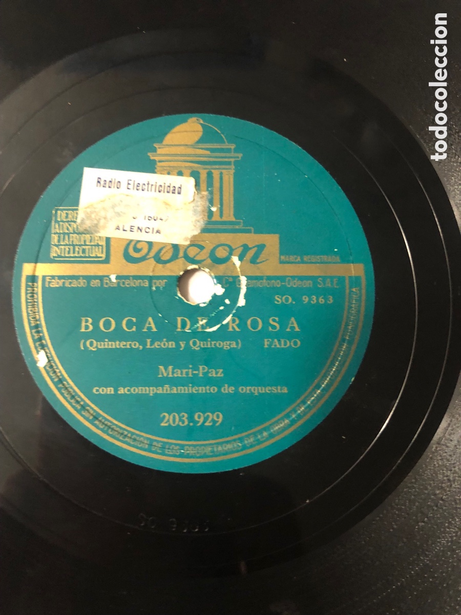 Discos de pizarra: Disco pizarra odeon Mari paz Boca de rosa las cositas del querer - Foto 4