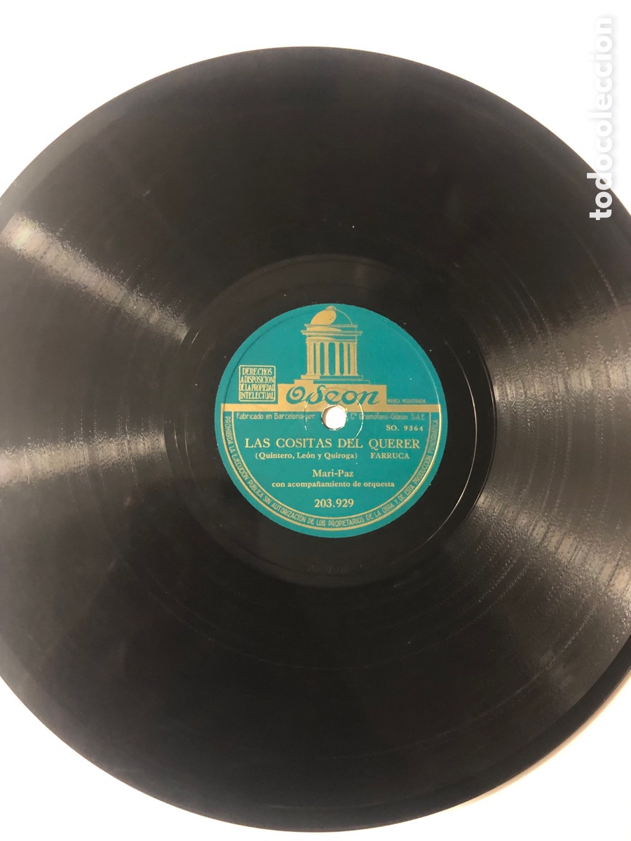 Discos de pizarra: Disco pizarra odeon Mari paz Boca de rosa las cositas del querer - Foto 1