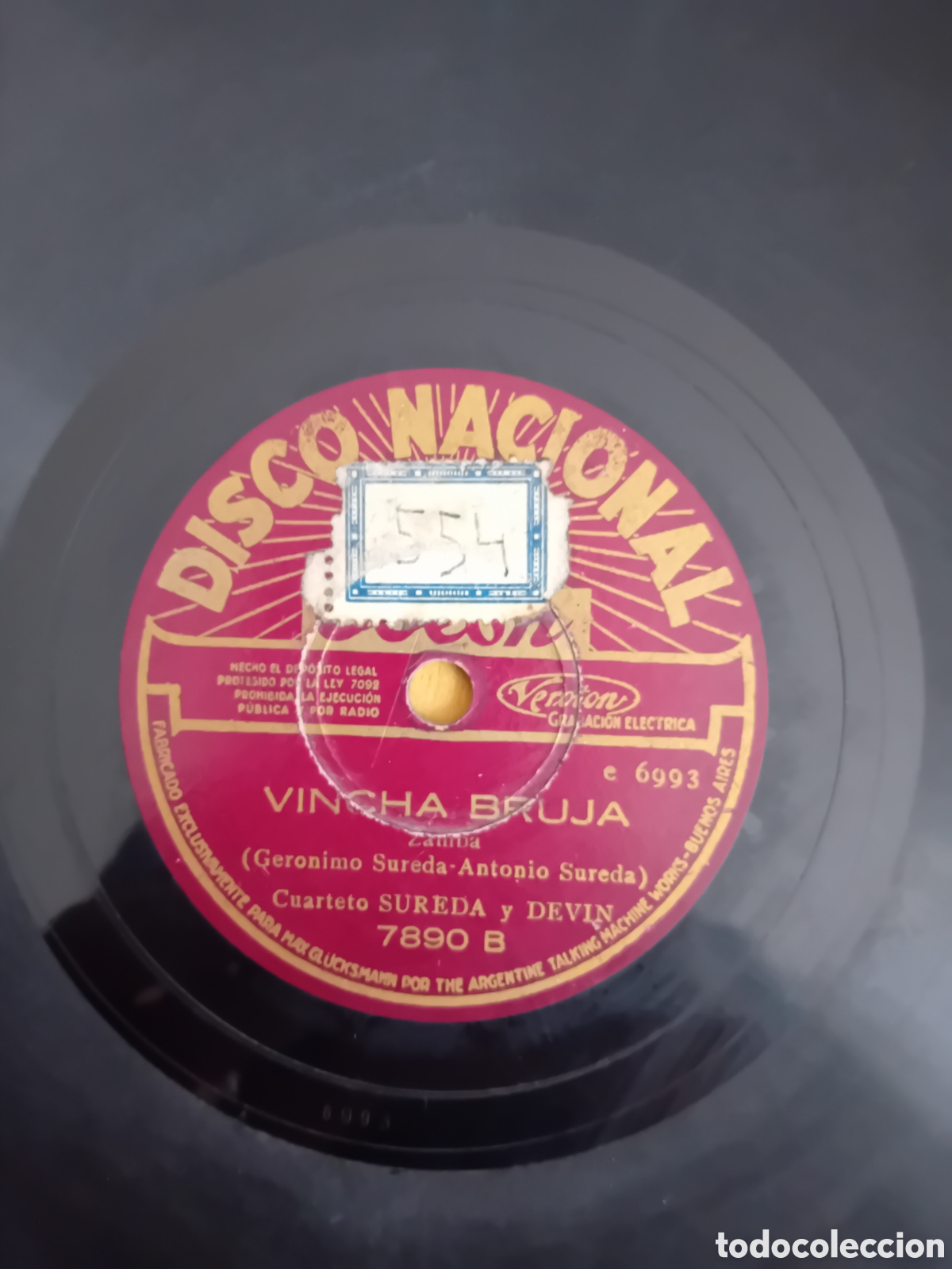 Discos de pizarra: CUARTETO SUREDA Y DEVIN. VINCHA BRUJA. A SU MEMORIA. DISCO NACIONAL - Foto 2