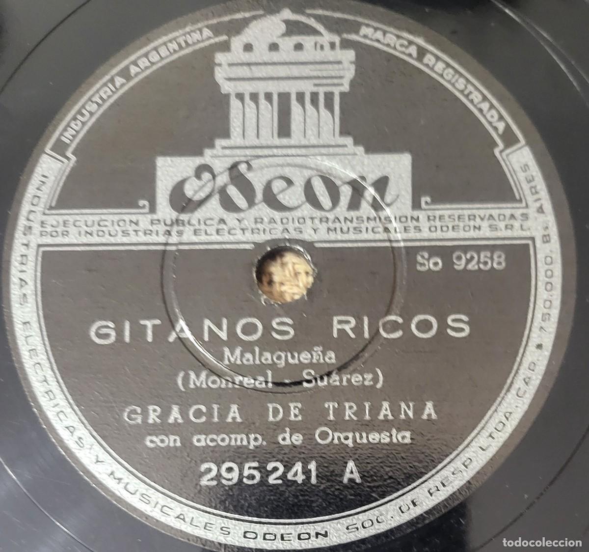 Discos de pizarra: Gracia de Triana pizarra sello Odeon editada en Argentina... - Foto 1